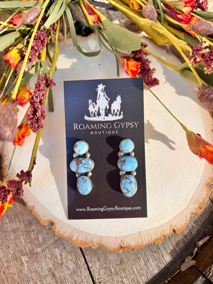 Golden Hill 3 Stone Earrings