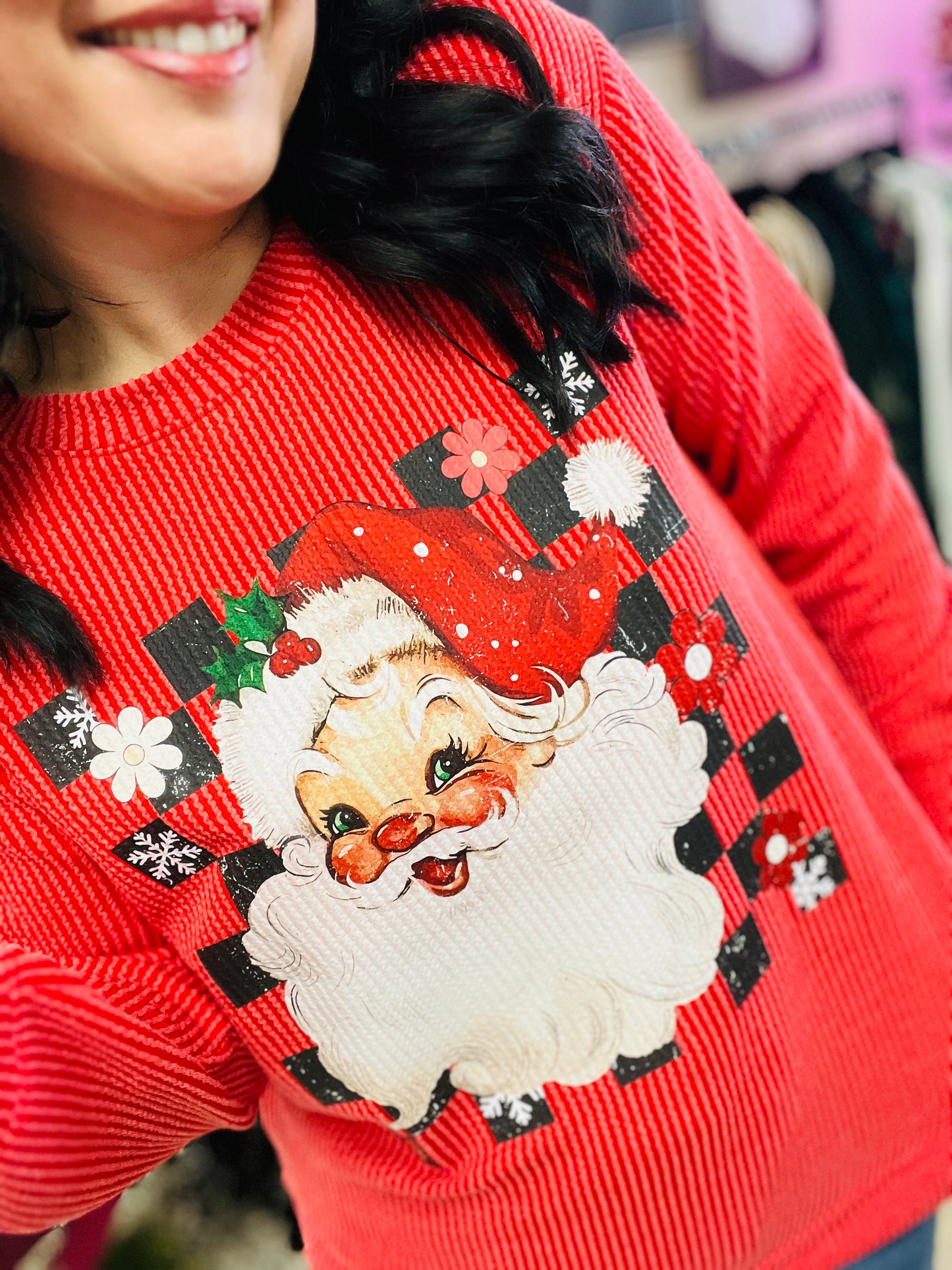 Checkout Santa Ribbed Top