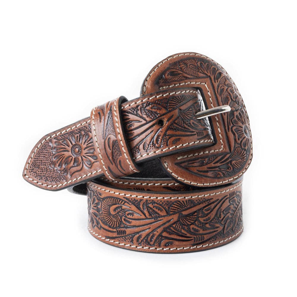 Bronc Ready Tooled Leather Belt