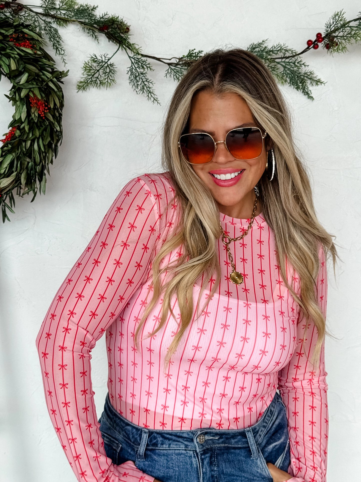 Holiday Precious Pink Mesh Top