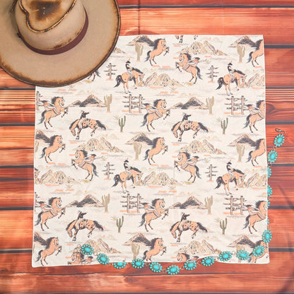 Western Horses Wild Rag 28x28