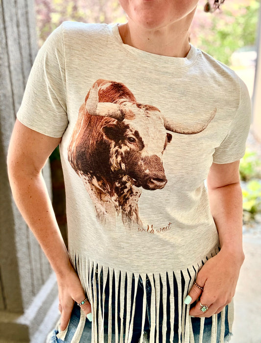 Ole Sam Longhorn Fringe Tee