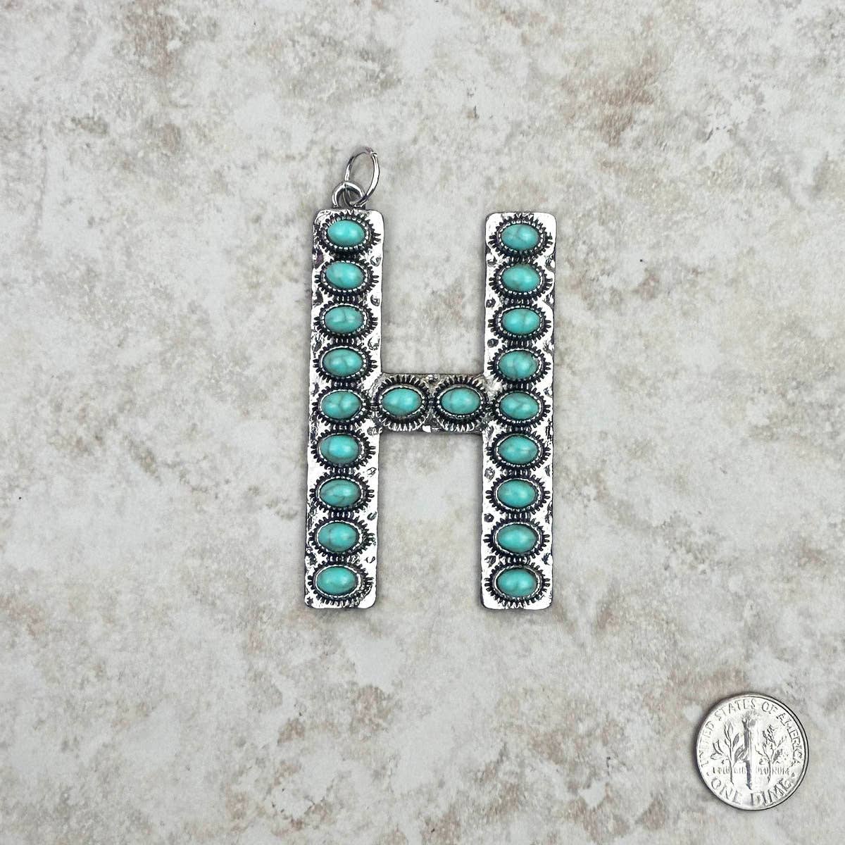 Western Faux Turquoise Initial Pendant