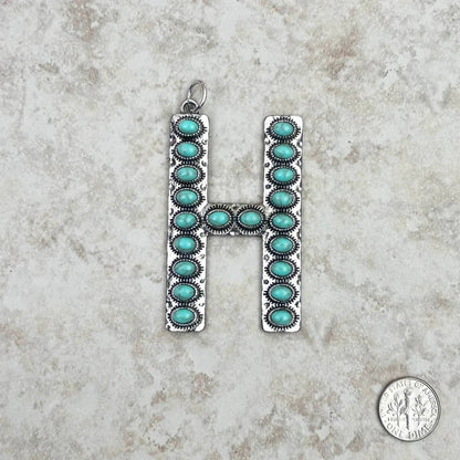 Western Faux Turquoise Initial Pendant