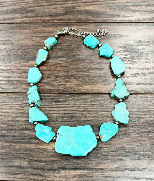 18" Graduated Slab Turquoise Necklace