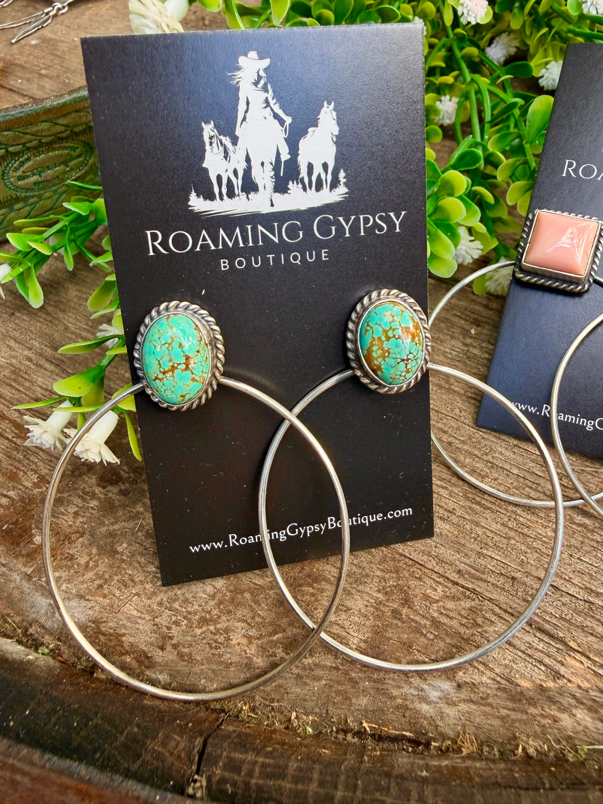 Stone 2" Hoop Earrings