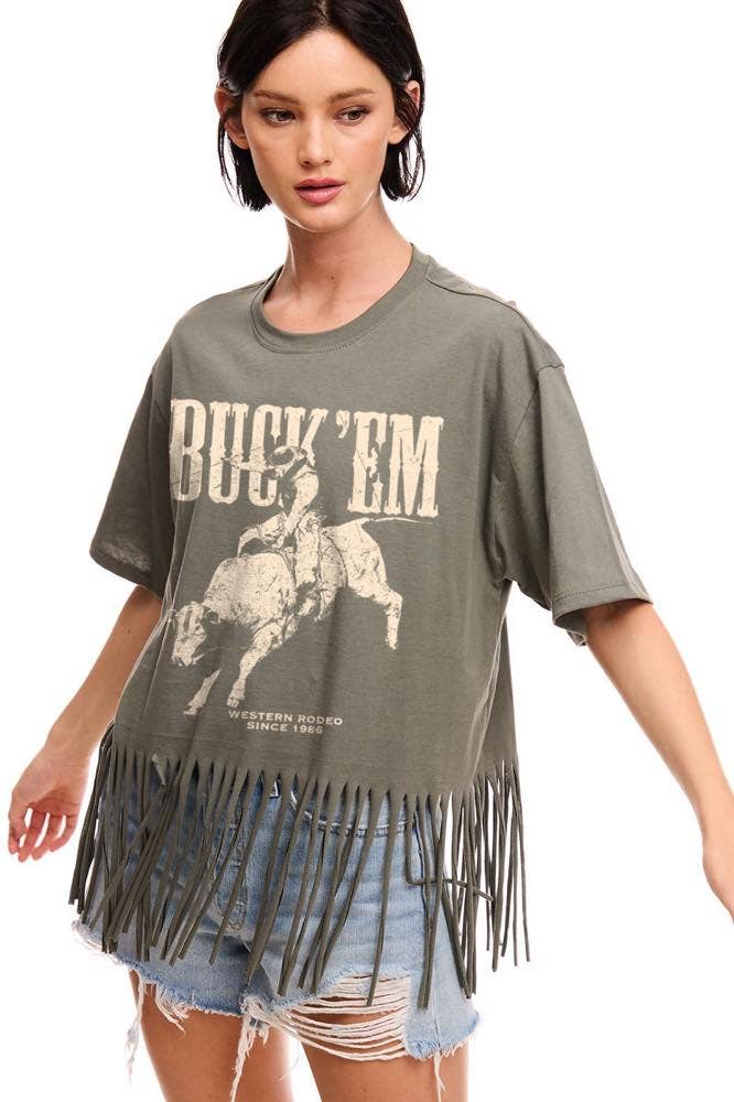 Buck 'Em Western Fringe Tee