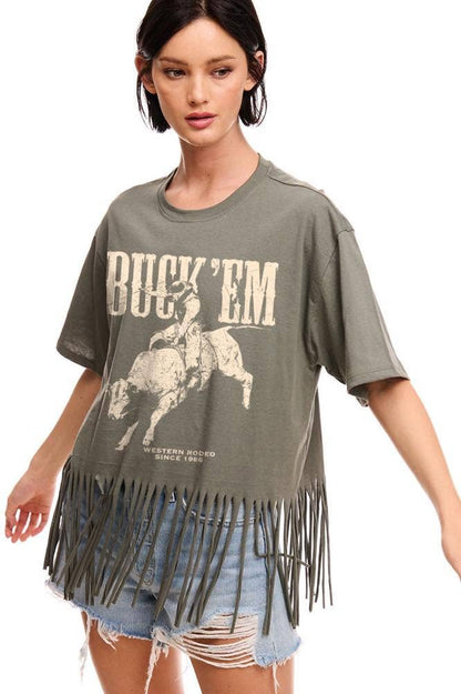 Buck 'Em Western Fringe Tee
