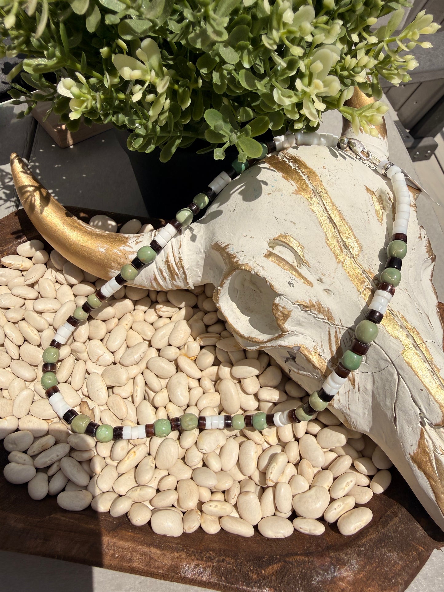 Kimberly Tom - 16" Turquoise + White Bead Necklace
