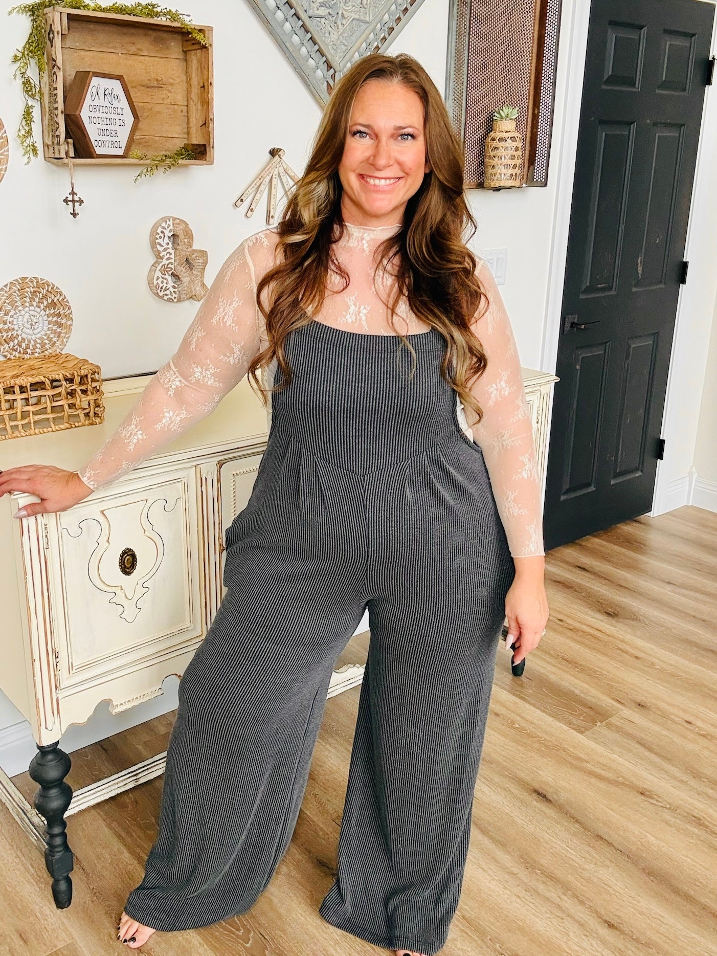 Smokey Rib Wide Leg Overall