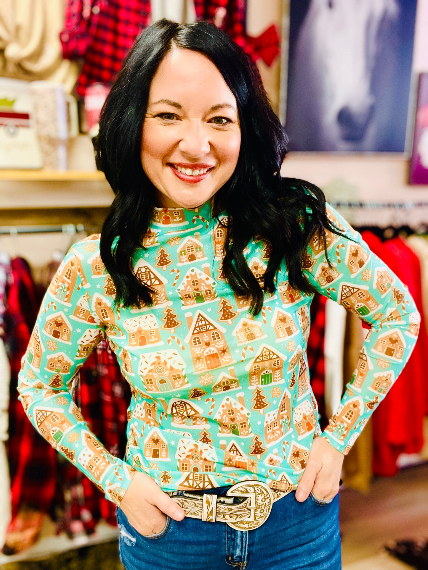 Gingerbread Delight Mesh Top