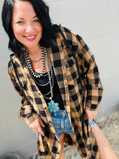 Gypsy Fresh Plaid Hooded Shacket