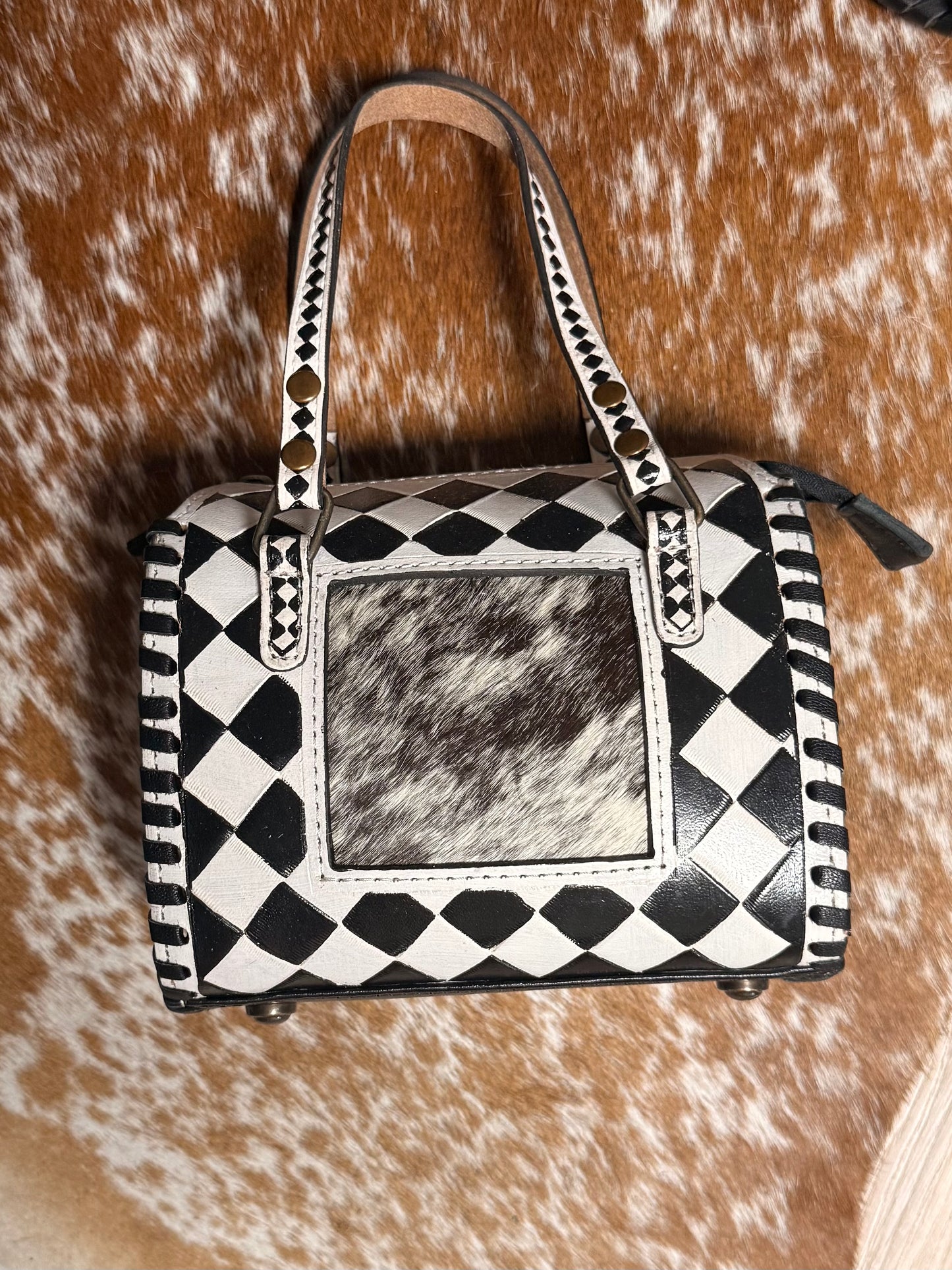 Checkered & Cowhide Lizzie Speedy Crossbody