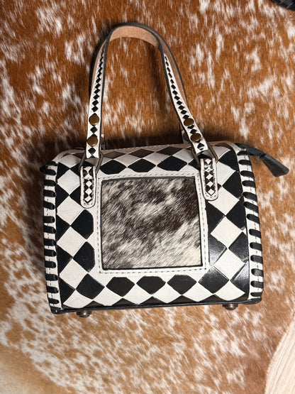 Checkered & Cowhide Lizzie Speedy Crossbody