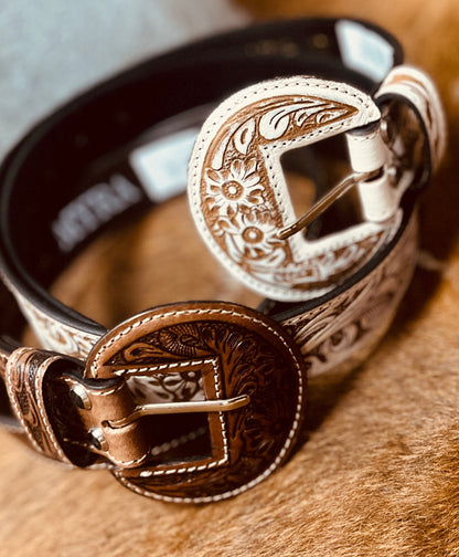 Bronc Ready Tooled Leather Belt