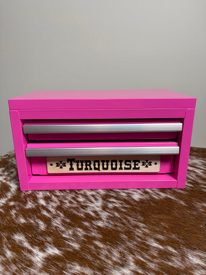 2 Drawer Turquoise Toolbox | Jewelry Organizer