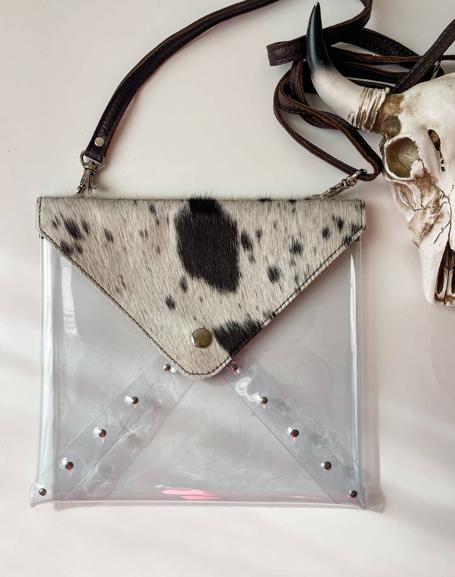 Western Cowhide Hairon Clear Crossbody Purse