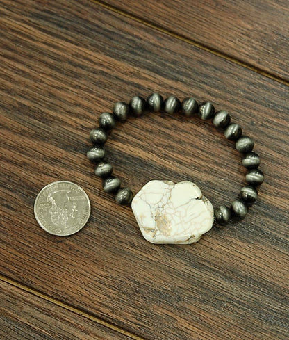 White Slab Stretch Bracelet