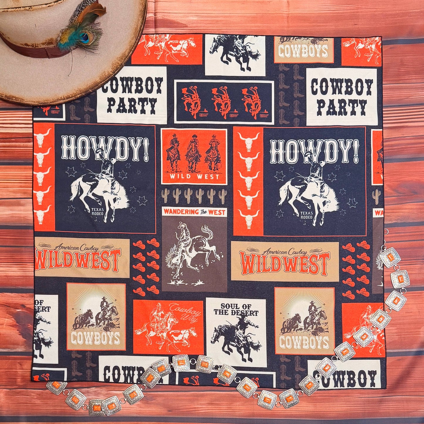 Cowboy Print Wild Rag 28x28