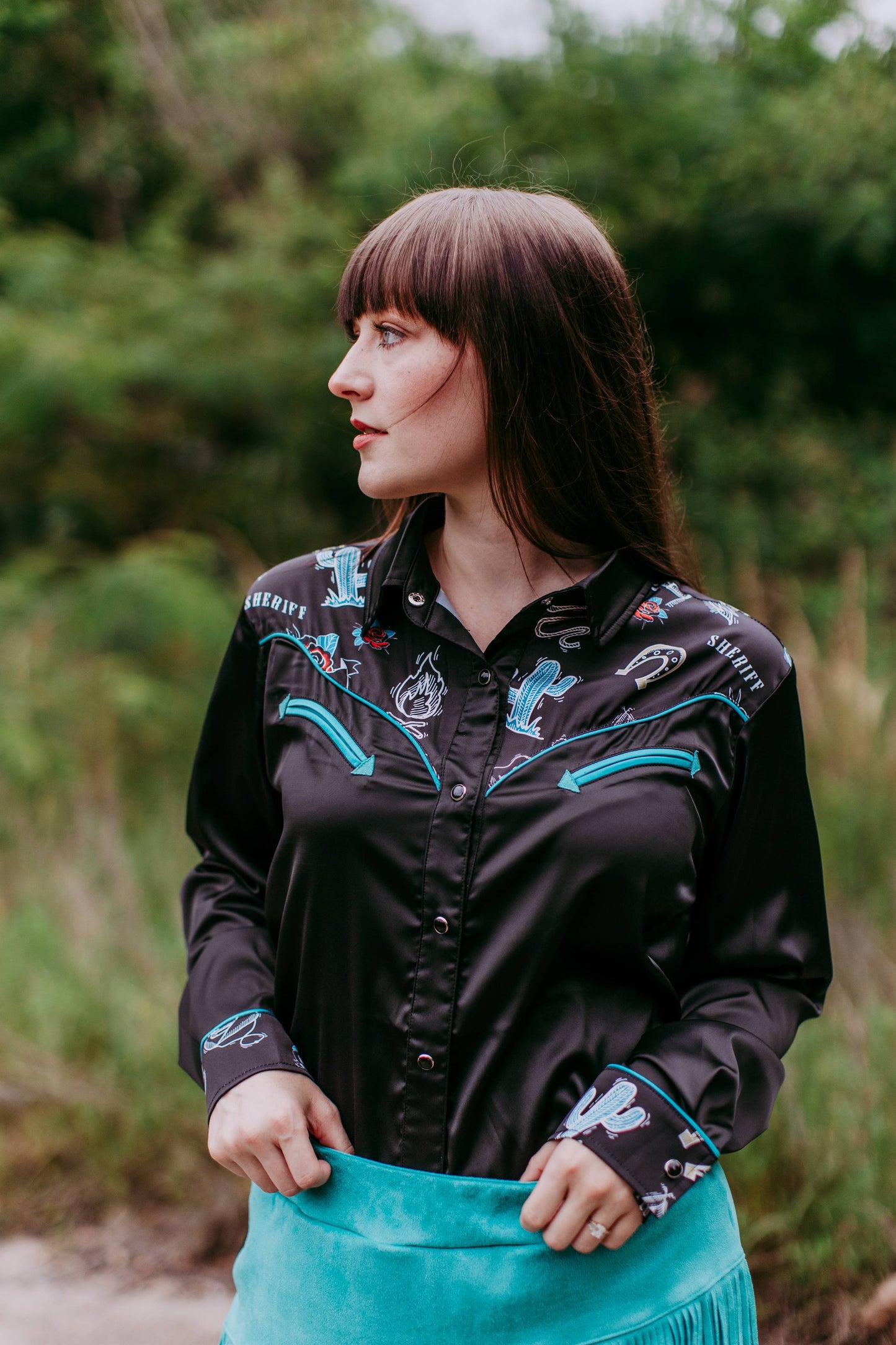 Crystal Gayle Satin Yolk Top