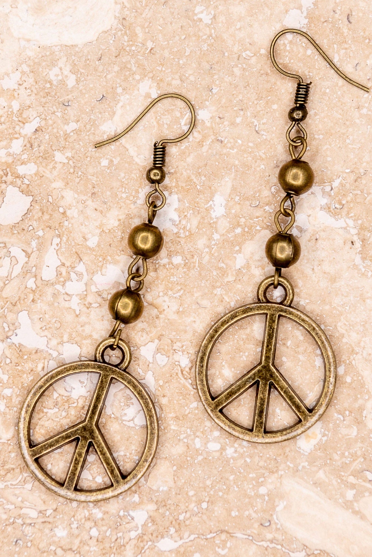bronze peace boho earrings