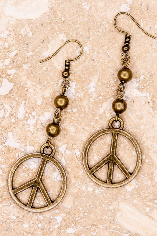 bronze peace boho earrings