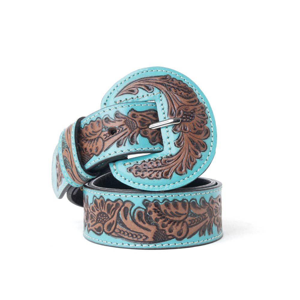 Bronc Ready Tooled Leather Belt