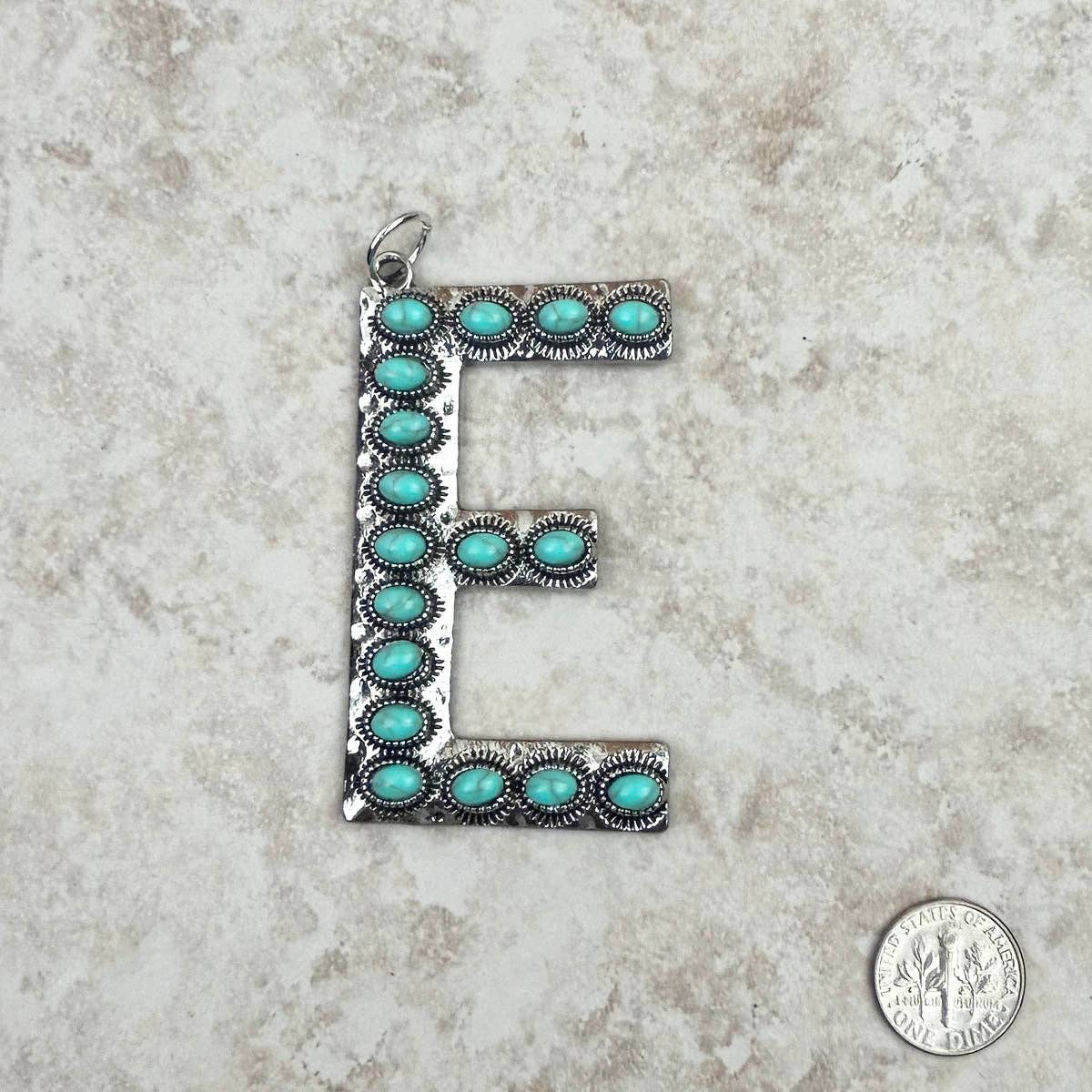 Western Faux Turquoise Initial Pendant