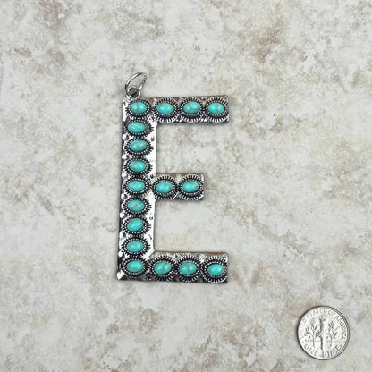 Western Faux Turquoise Initial Pendant