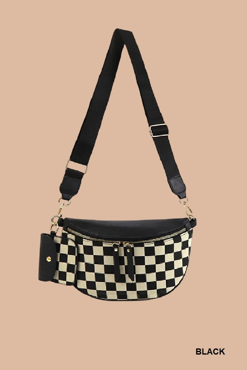 Duo Leather Check Bum Bag