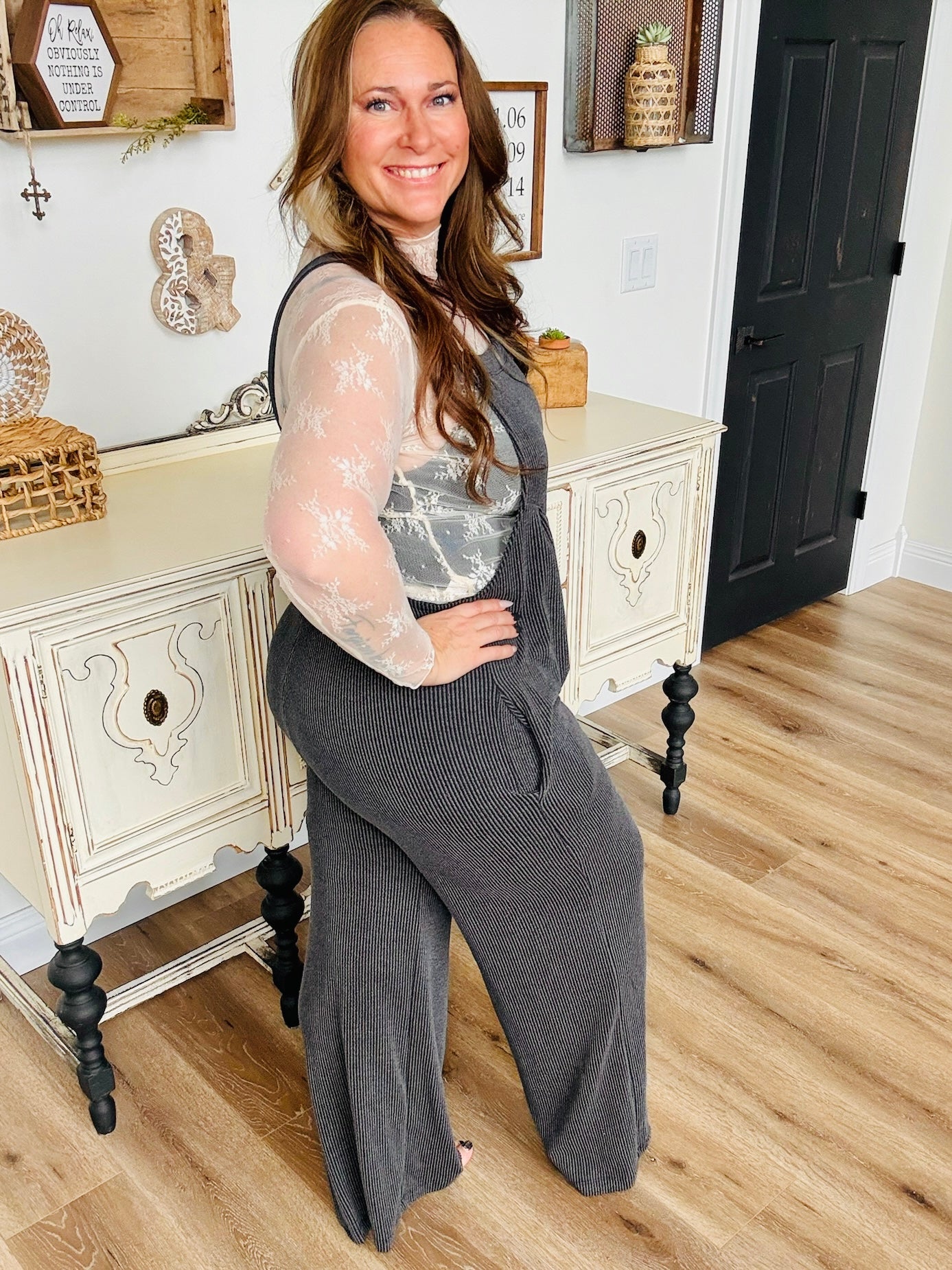 Smokey Rib Wide Leg Overall