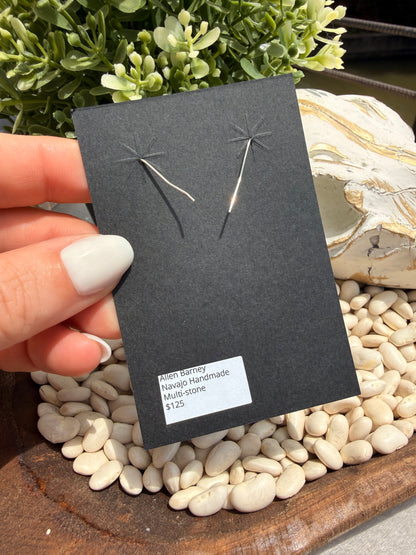 Allen Barney - Inlay Stone Dangle Earrings