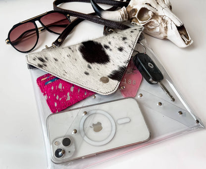 Western Cowhide Hairon Clear Crossbody Purse