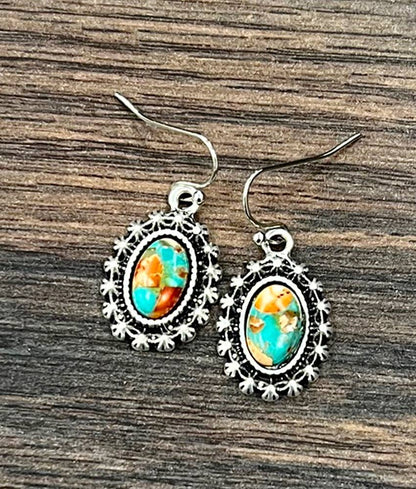 8mm Oval Gem Earrings
