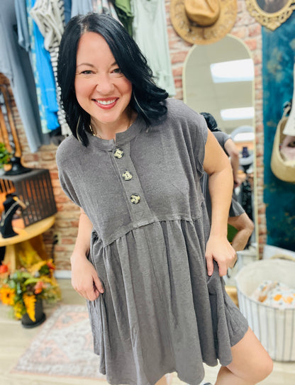 Sweet Nothings Baby Doll Dress - Charcoal