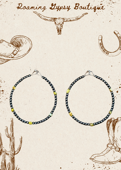 Palomino Turquoise Nugget Sterling Silver Hoop Earrings