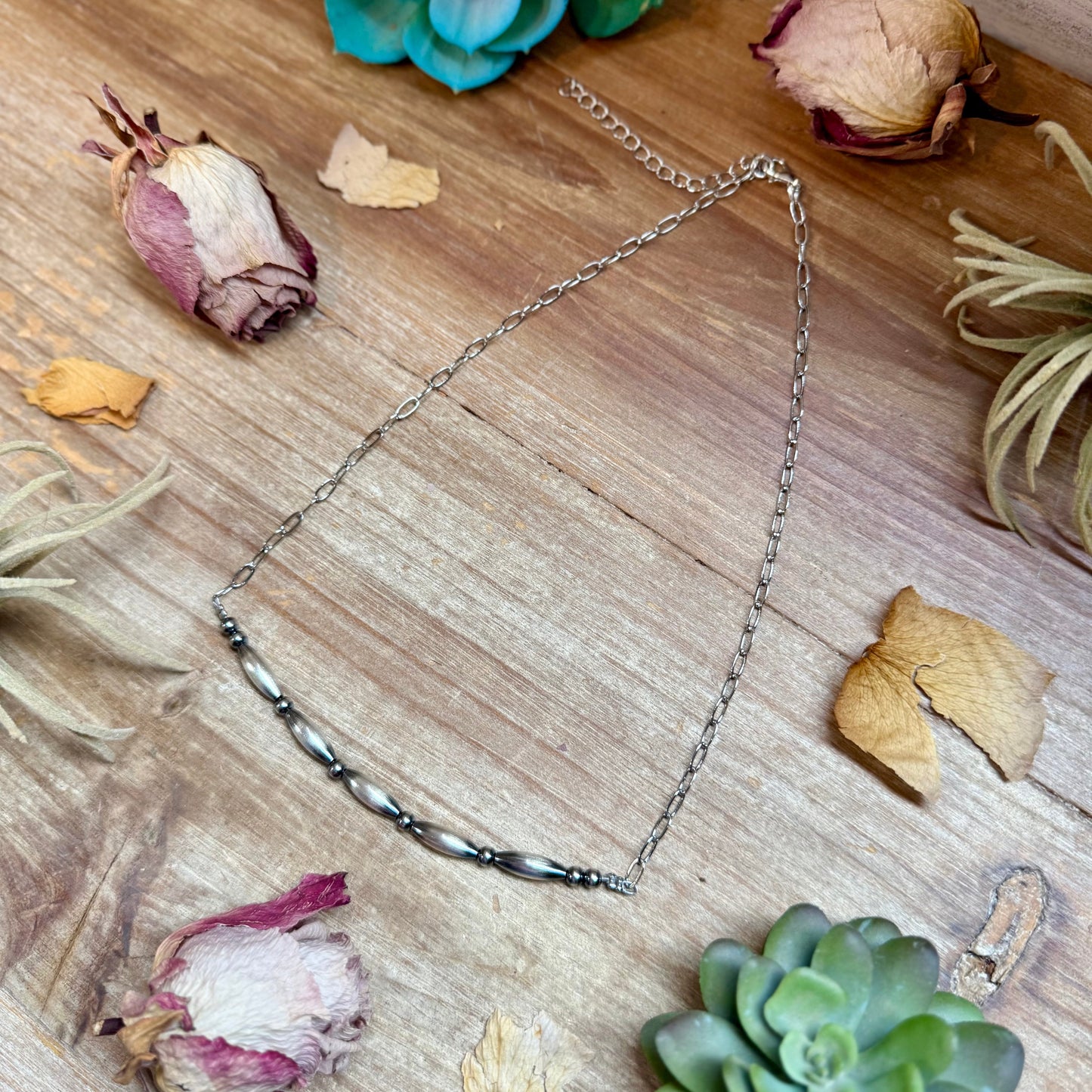 Sterling Silver Pearl & Torpedo Paperclip Necklace