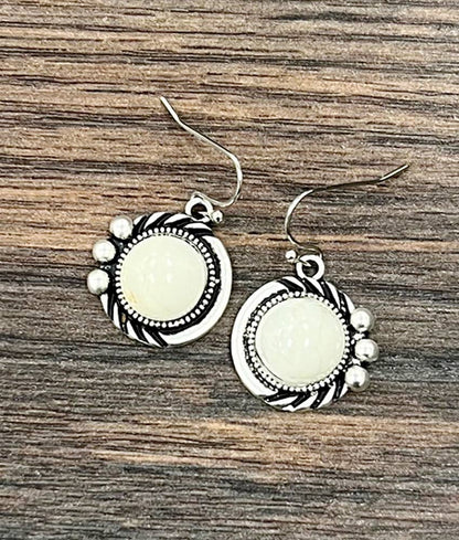 12mm White Rounds Earrings