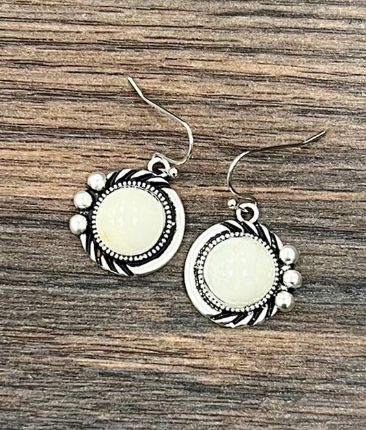 12mm White Rounds Earrings