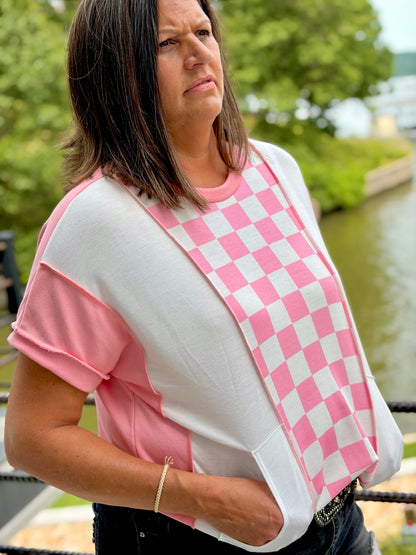 Modern Pink Pony Check Top