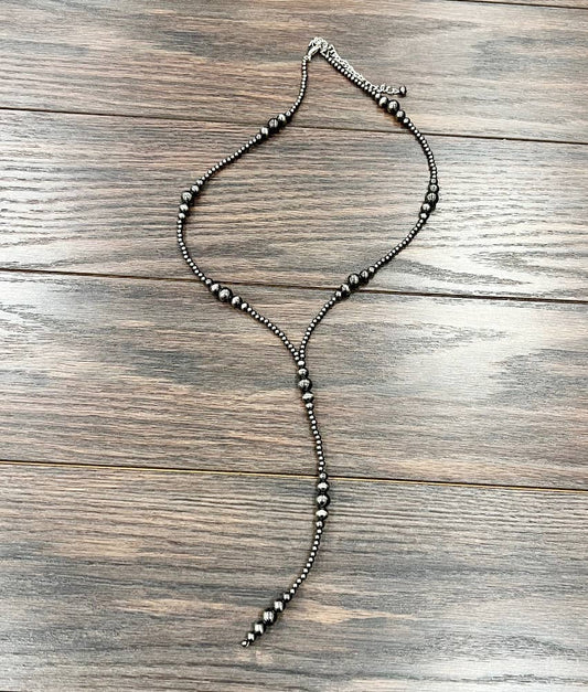 31" Clustered Polish Bead Tassel Necklace