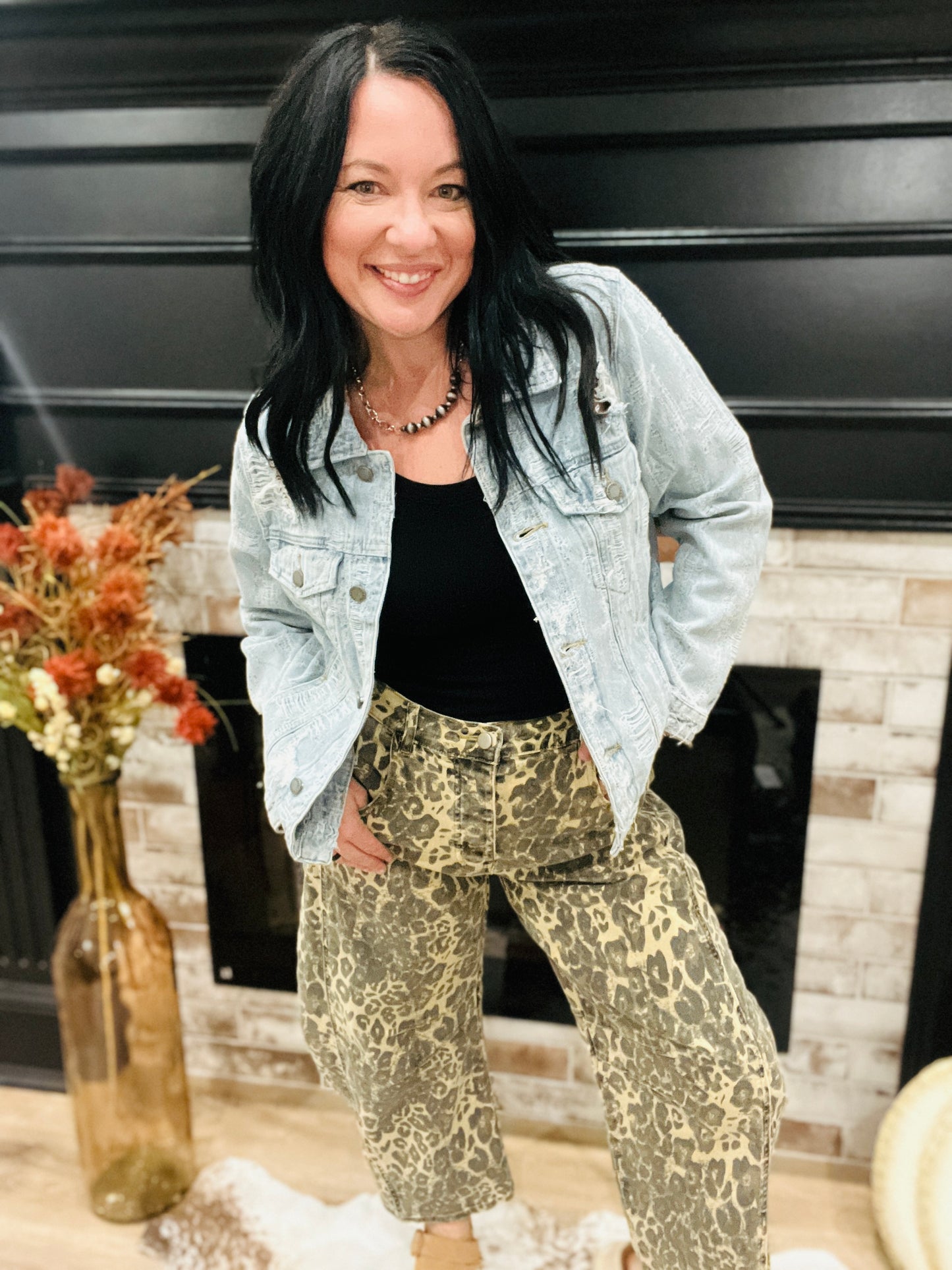 Luxe Leopard Barrel Jean