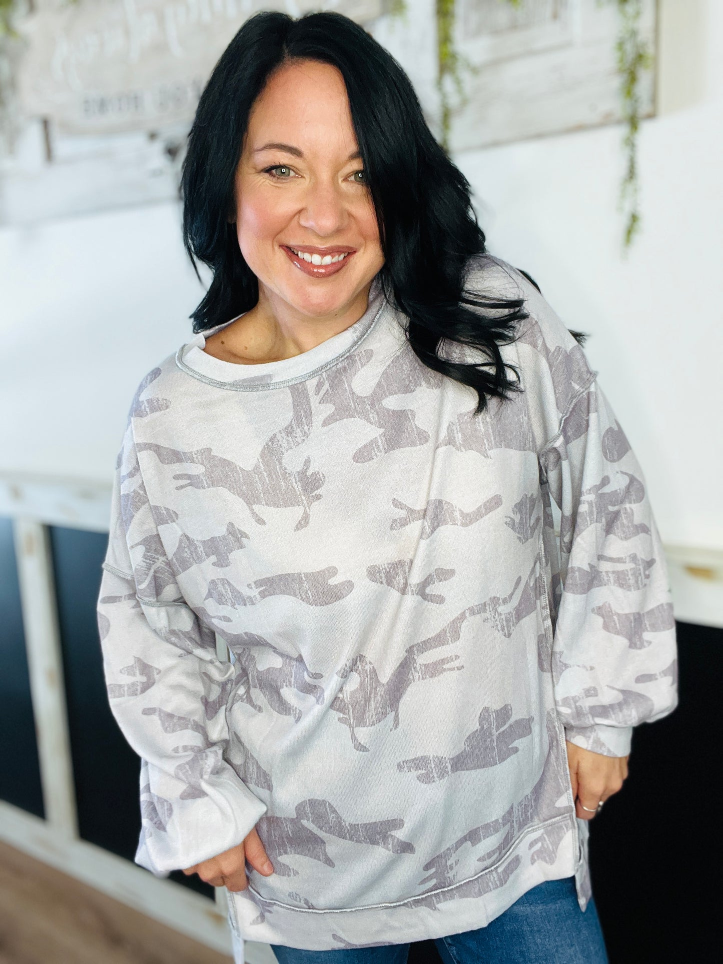 Camo Reverse Seam Sweatshirt