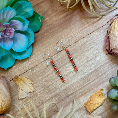 Red Spiny Oyster Cube Dangle Earrings