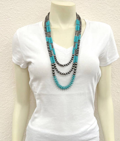 30" Annie Turquoise Bead Necklace