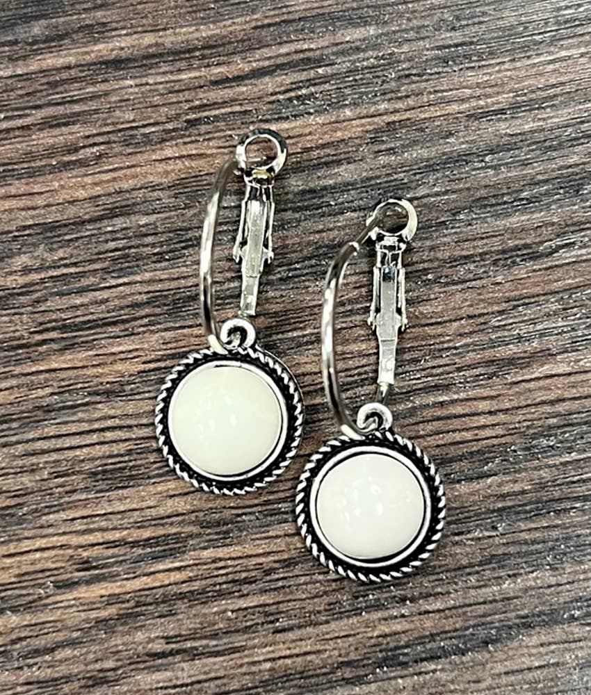 1" 10mm Turquoise Hoop Earrings