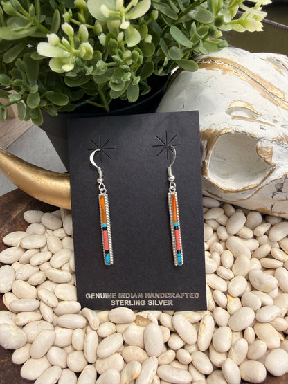 Allen Barney - Inlay Stone Dangle Earrings