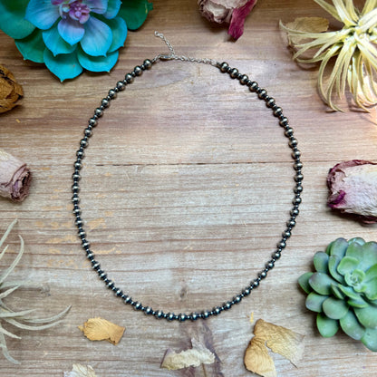 20 inch - Alternating Sterling Silver Pearl Necklace
