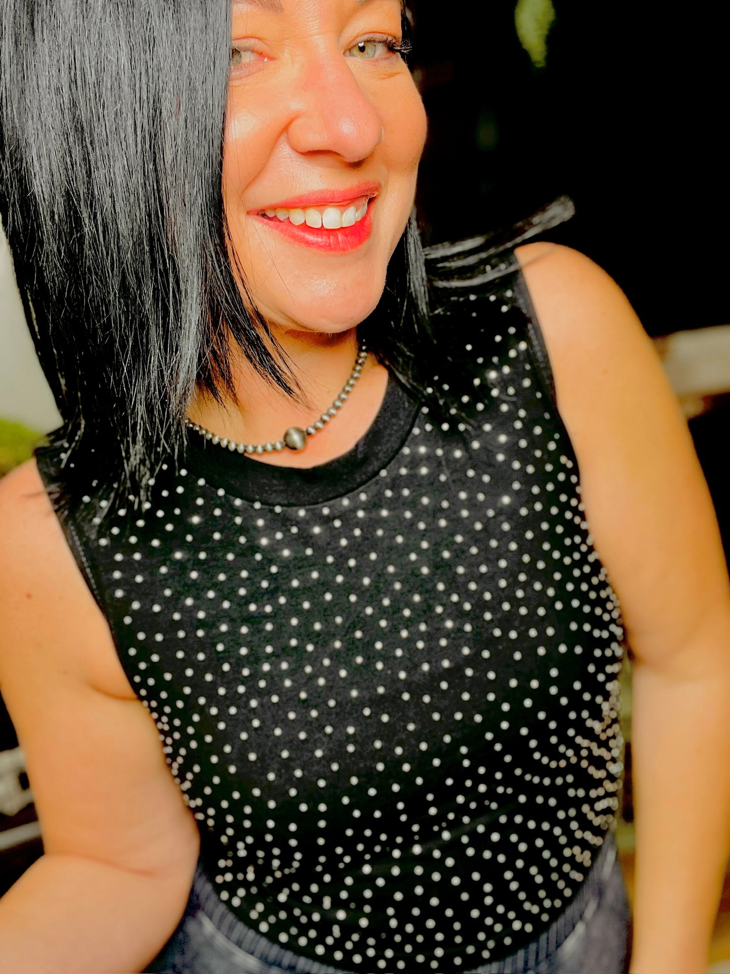 Black Rhinestone Tank Top