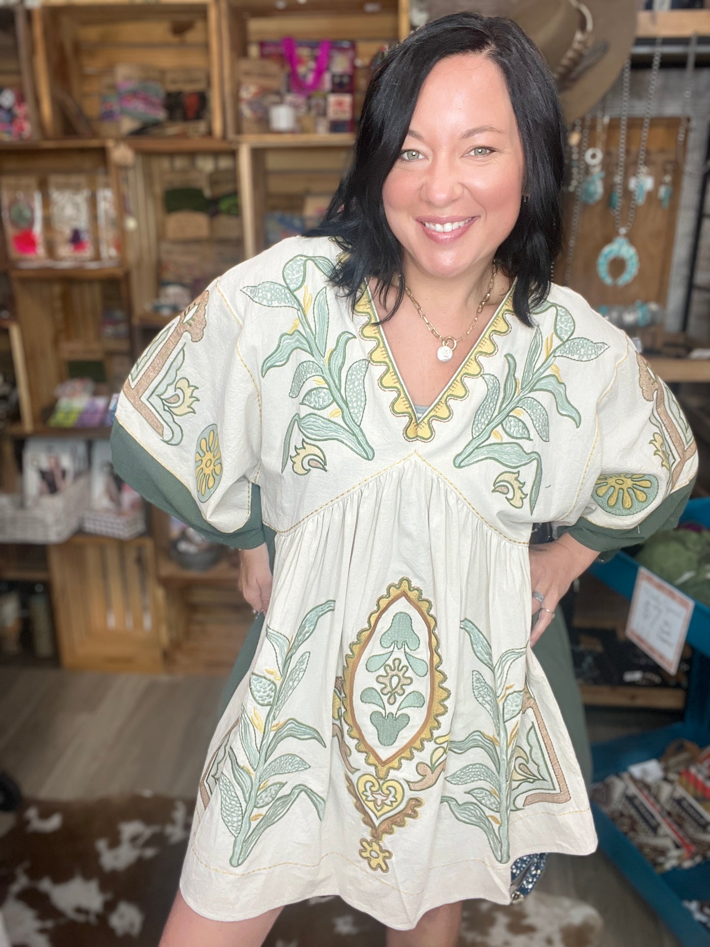 Garden Oasis Embroidered Mini Dress